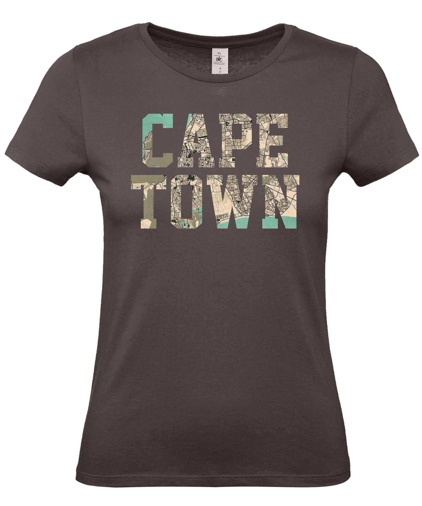 Ladies Fit Cape Town Retro Map T-Shirt