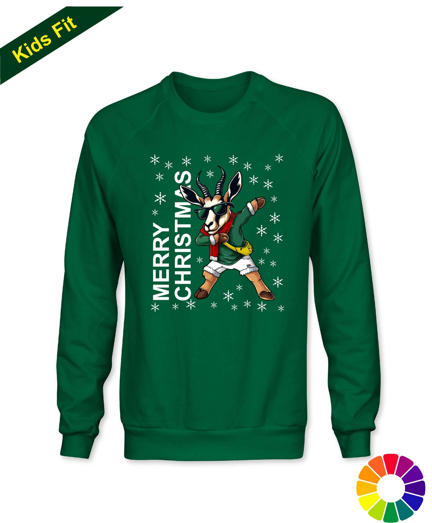 Kids Merry Christmas Cartoon - Childrens South African Rugby Christmas Sweatshirt