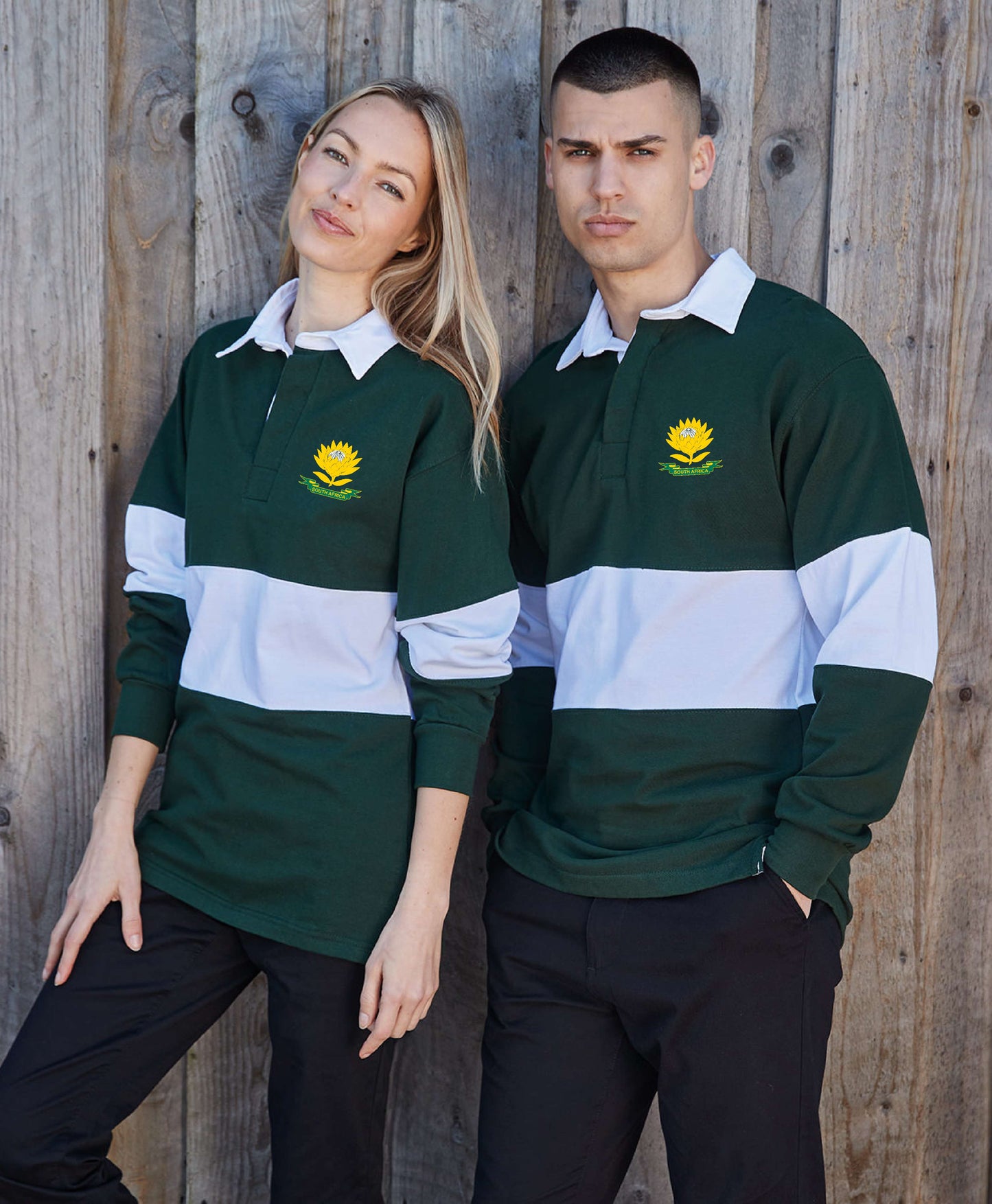 Retro Protea South Africa Embroidered Striped Rugby Jersey