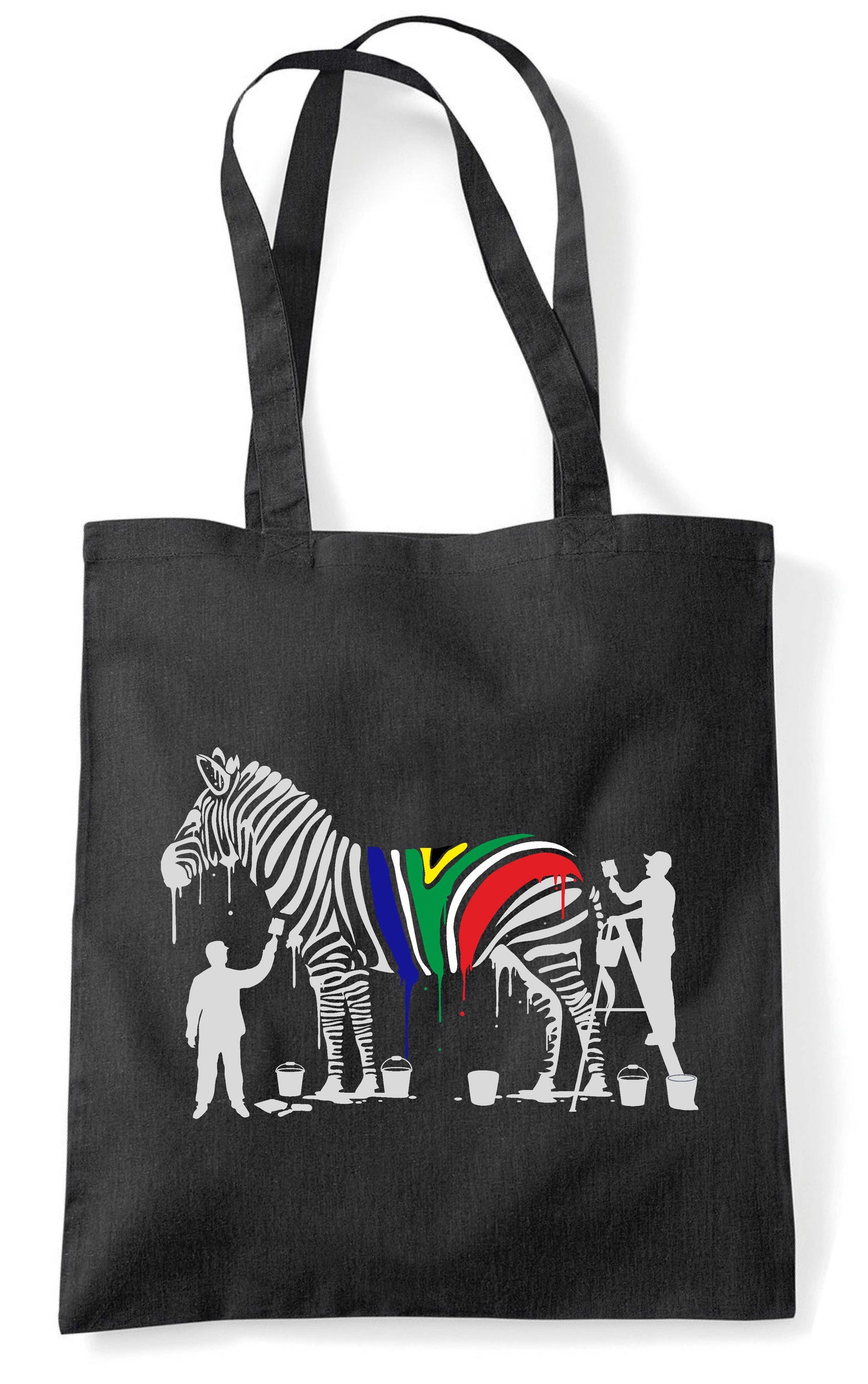 Long Handle Painted Zebra Tote Bag