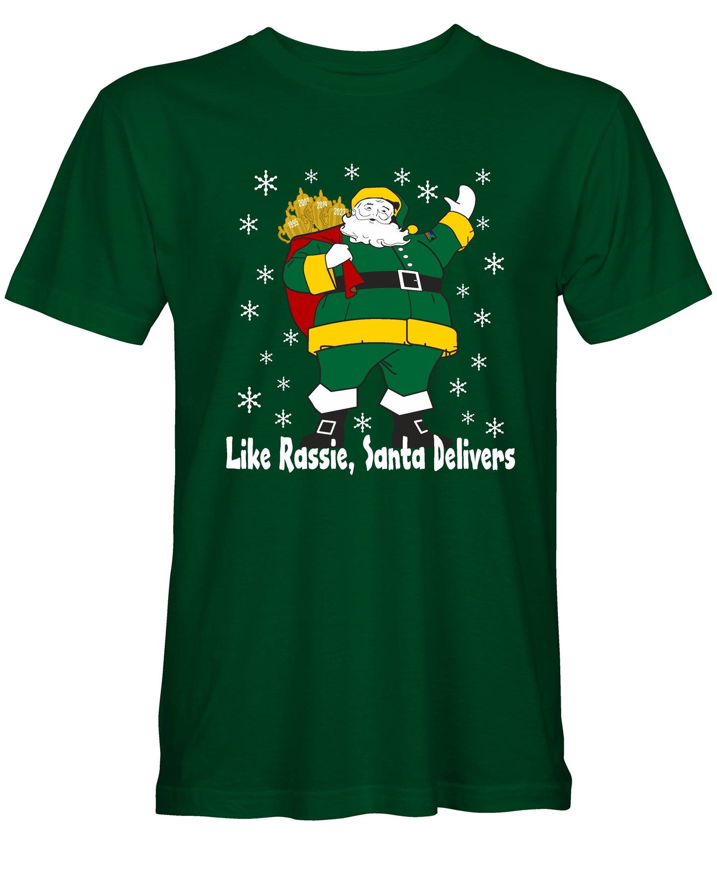 Rassie Delivers Green Kit - South African Rugby Christmas T-Shirt