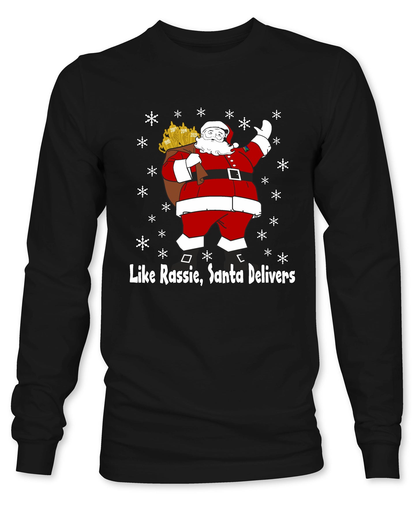 Rassie & Santa Deliver - South African Rugby Christmas Long Sleeve T-Shirt