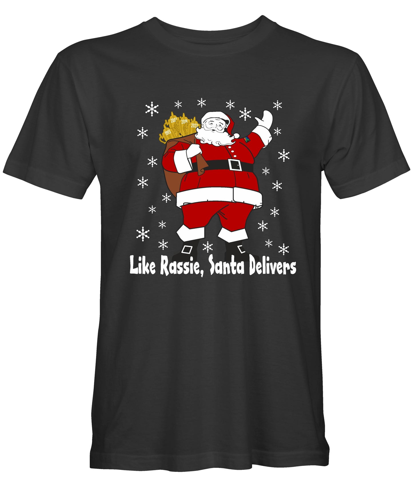 Rassie & Santa Deliver - South African Rugby Christmas T-Shirt