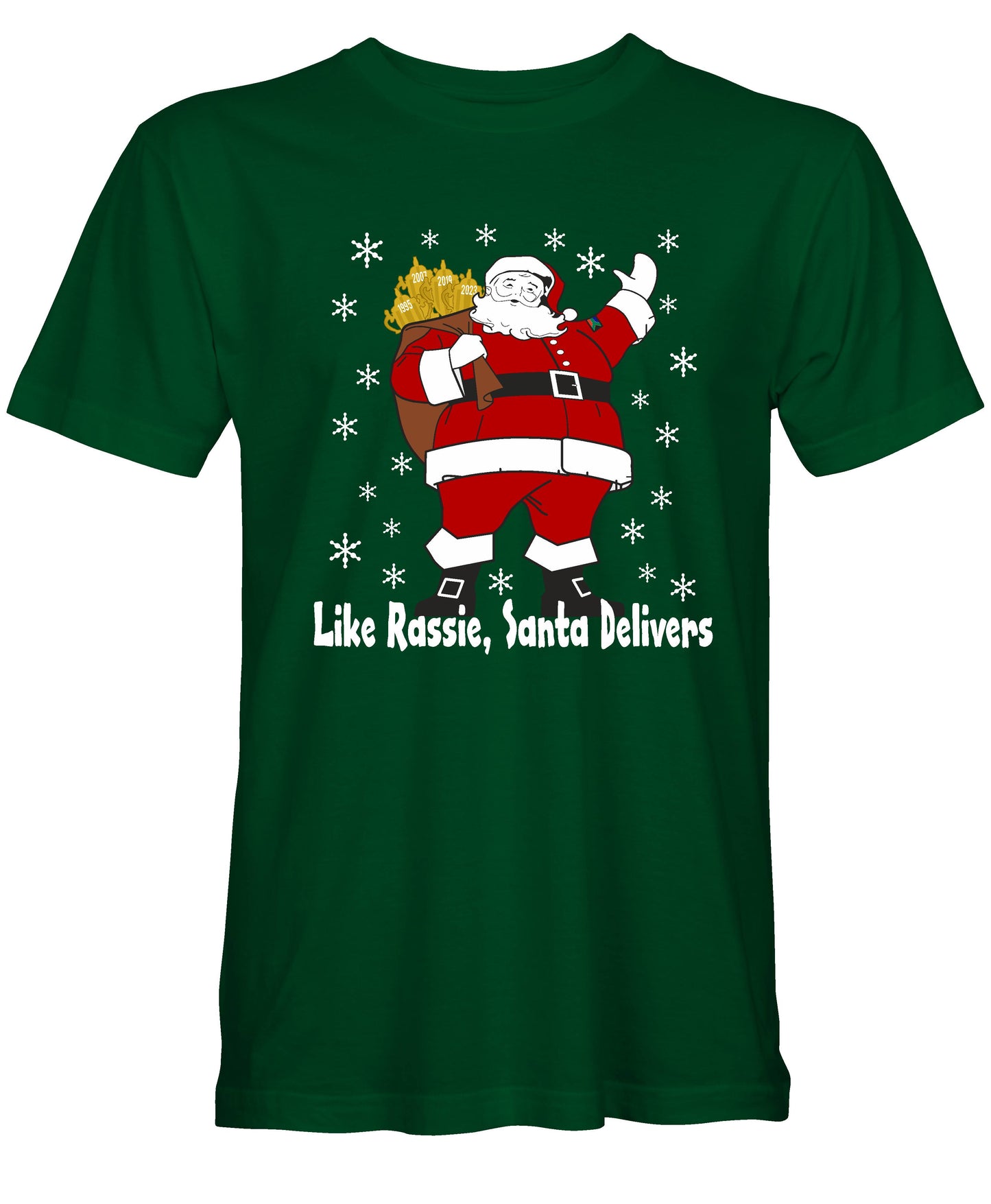 Rassie & Santa Deliver - South African Rugby Christmas T-Shirt