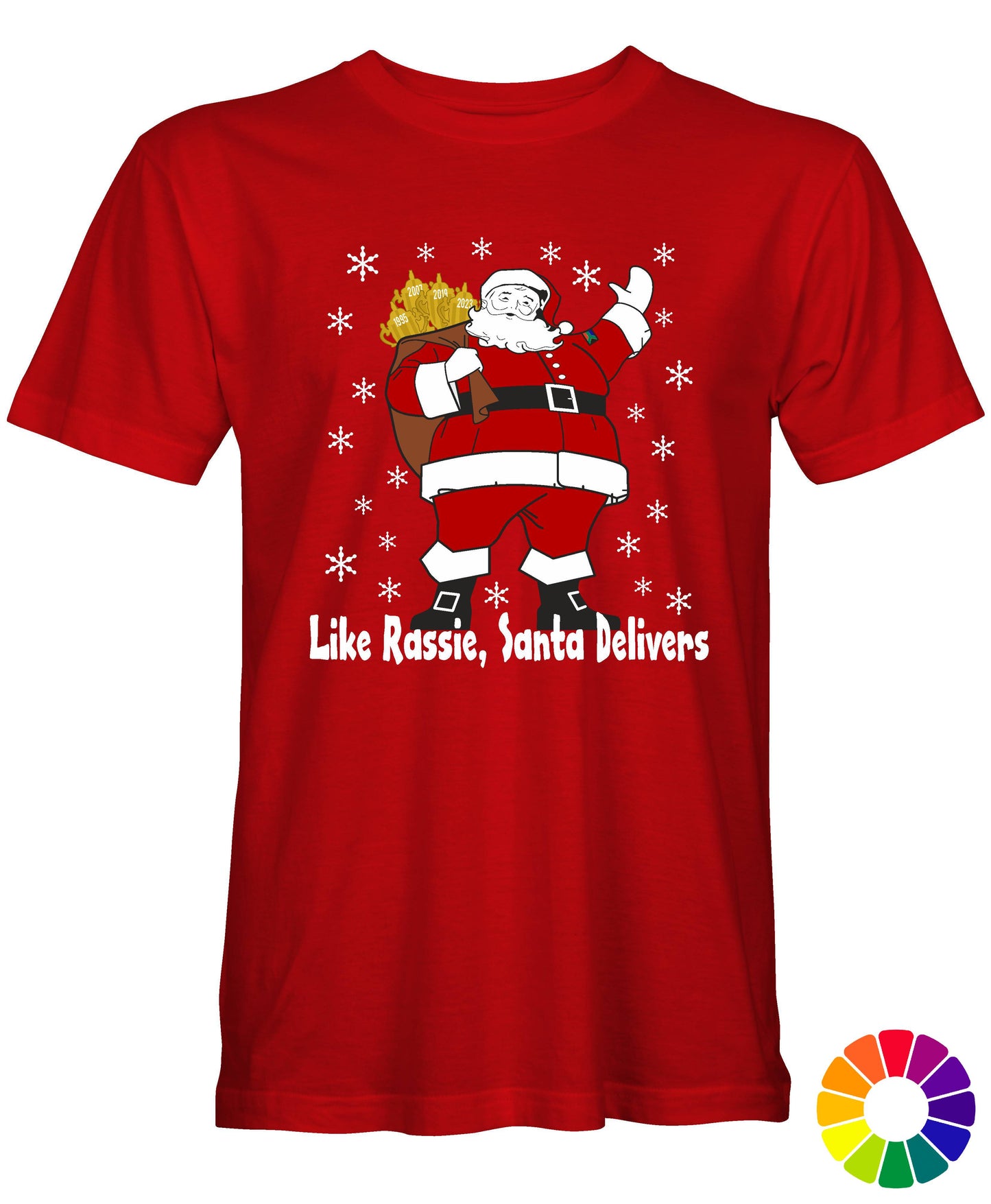 Rassie & Santa Deliver - South African Rugby Christmas T-Shirt