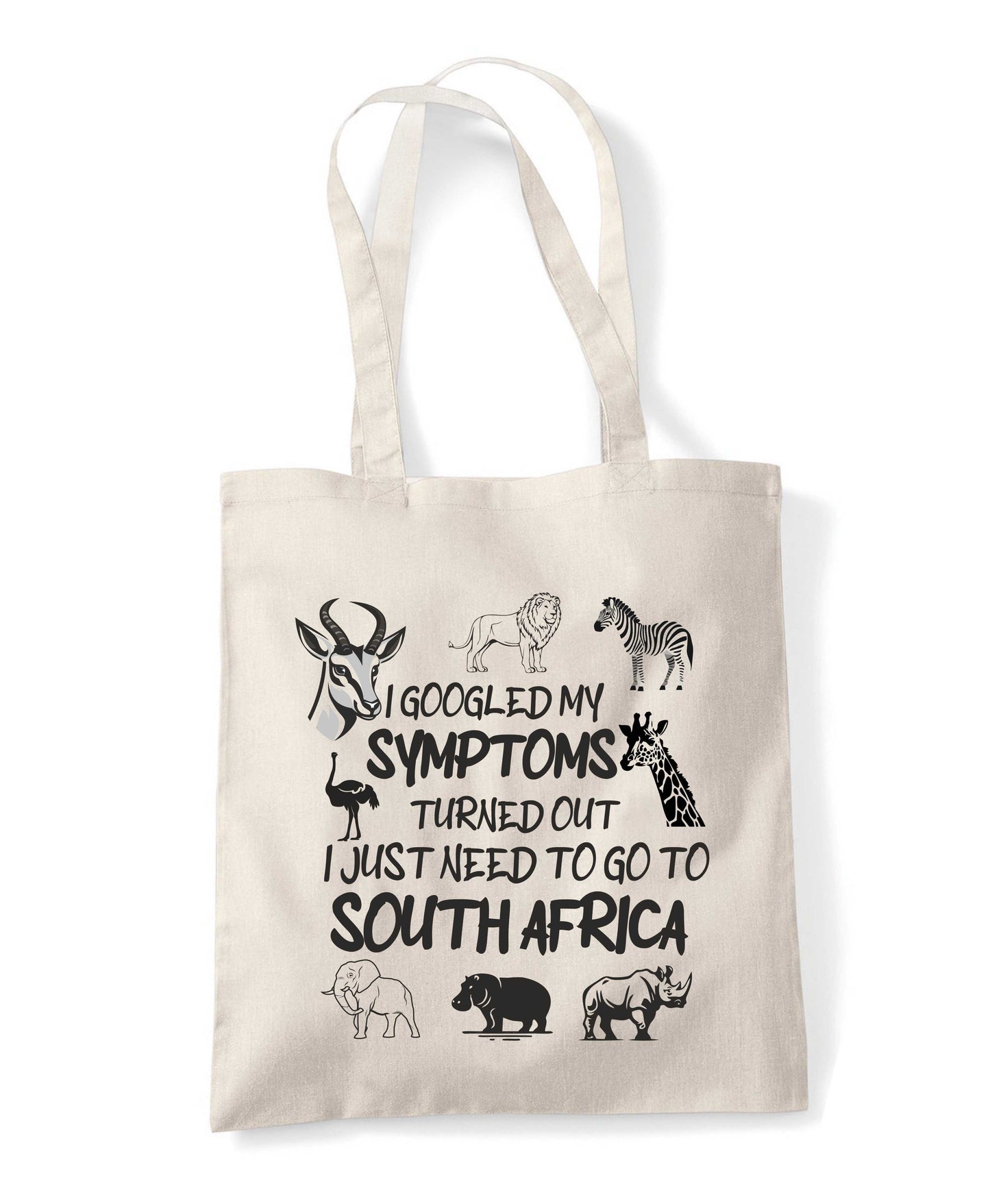Long Handle Trip to South Africa Printed Tote Bag
