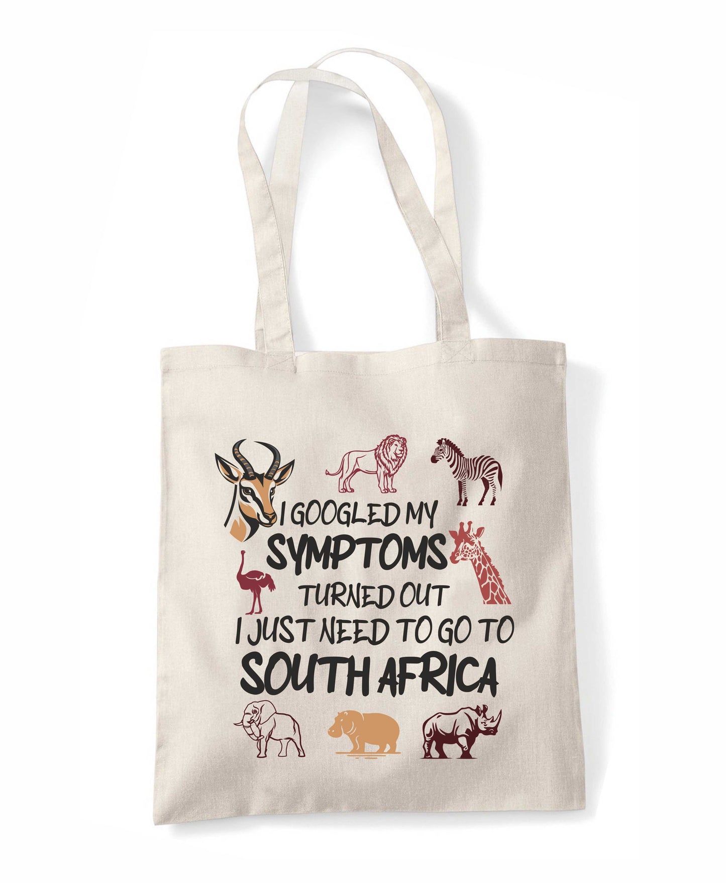 Long Handle Trip to South Africa Printed Tote Bag