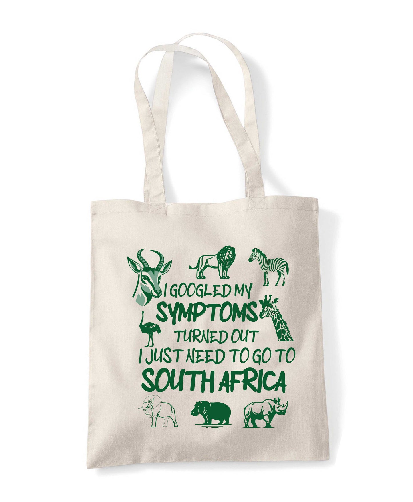 Long Handle Trip to South Africa Printed Tote Bag