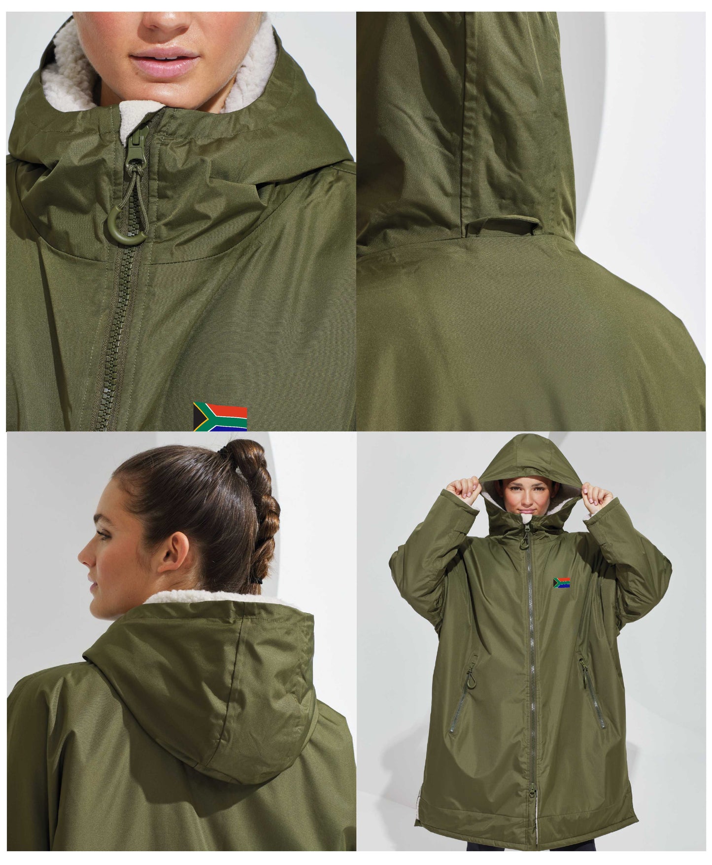 Adults - SA FLAG Embroidered All Weather Robe - Stone