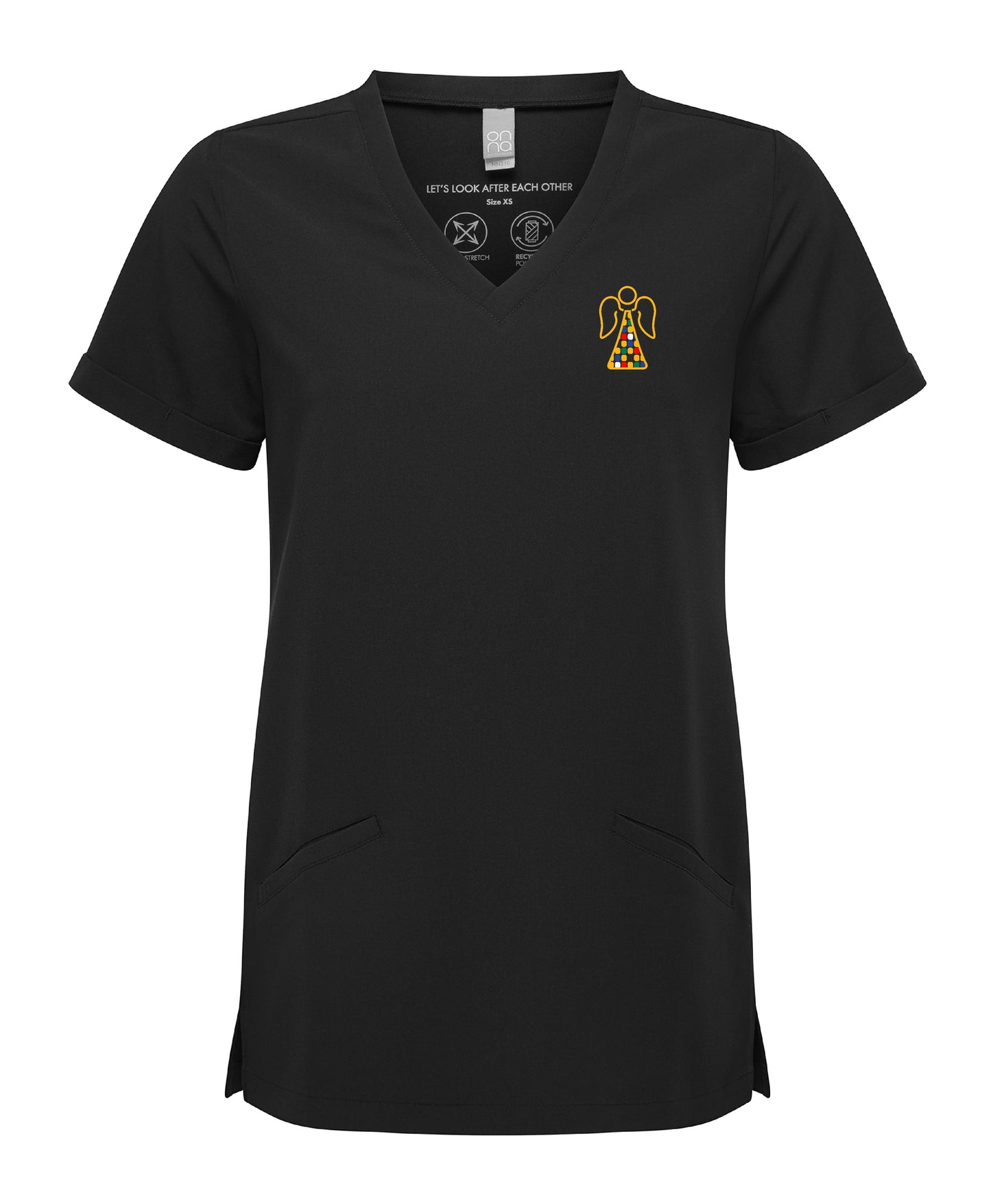 Angel Embroidered Ladies Stretch Pocket Tunic [XS to 3XL]