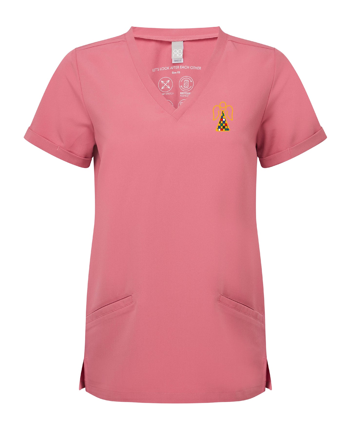 Angel Embroidered Ladies Stretch Pocket Tunic [XS to 3XL]