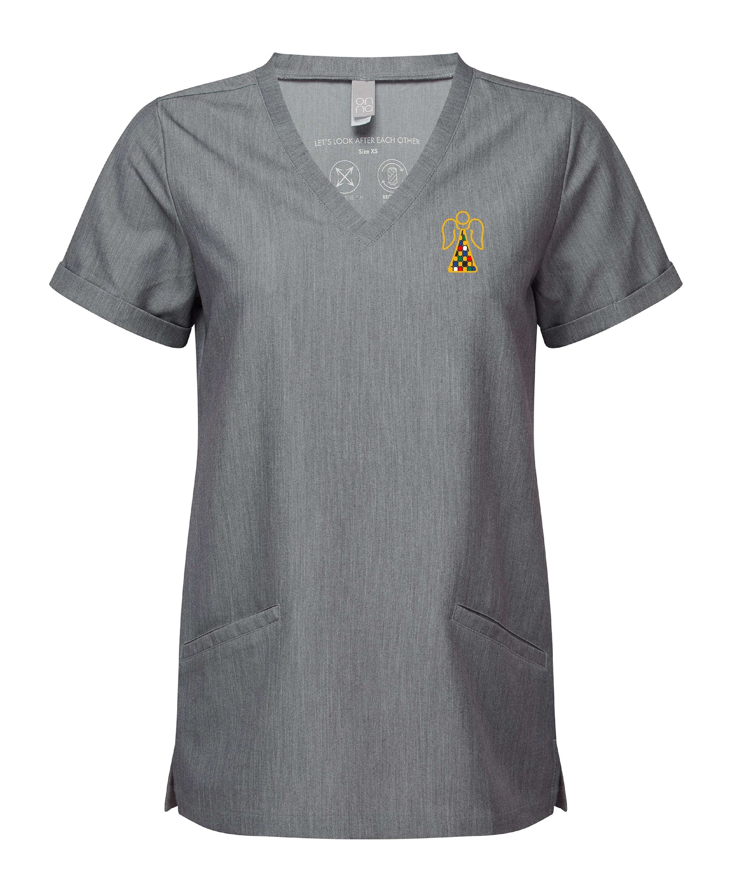 Angel Embroidered Ladies Stretch Pocket Tunic [XS to 3XL]