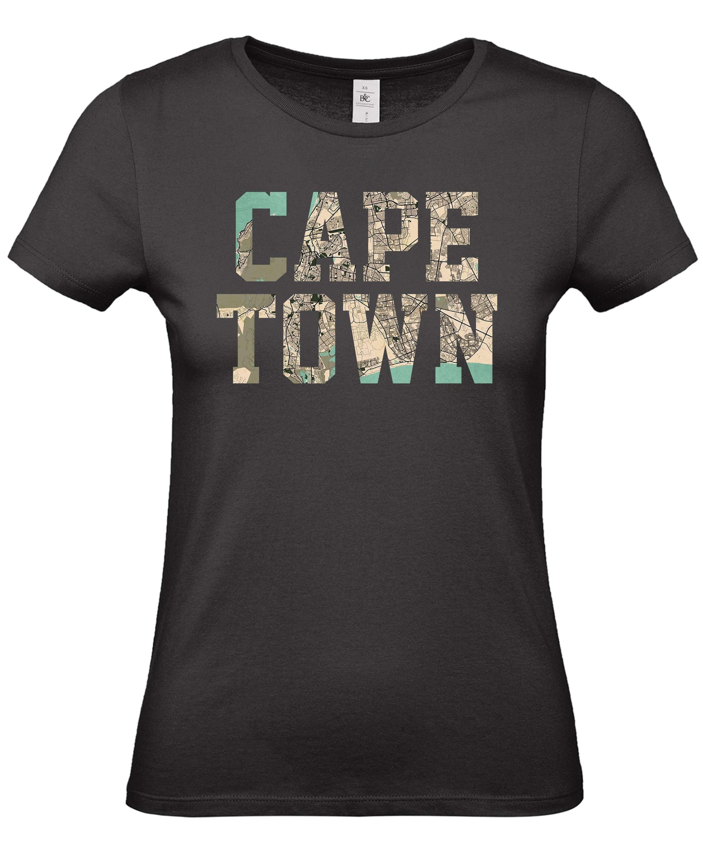 Ladies Fit Cape Town Retro Map T-Shirt