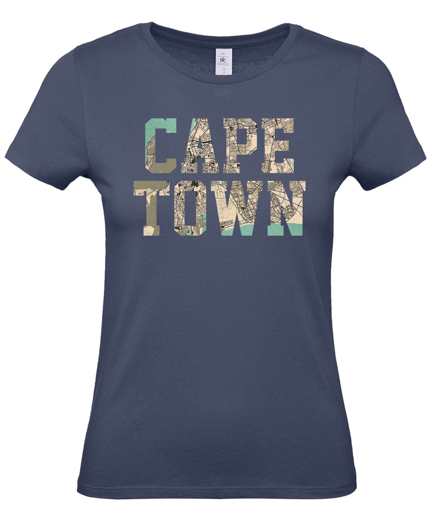 Ladies Fit Cape Town Retro Map T-Shirt