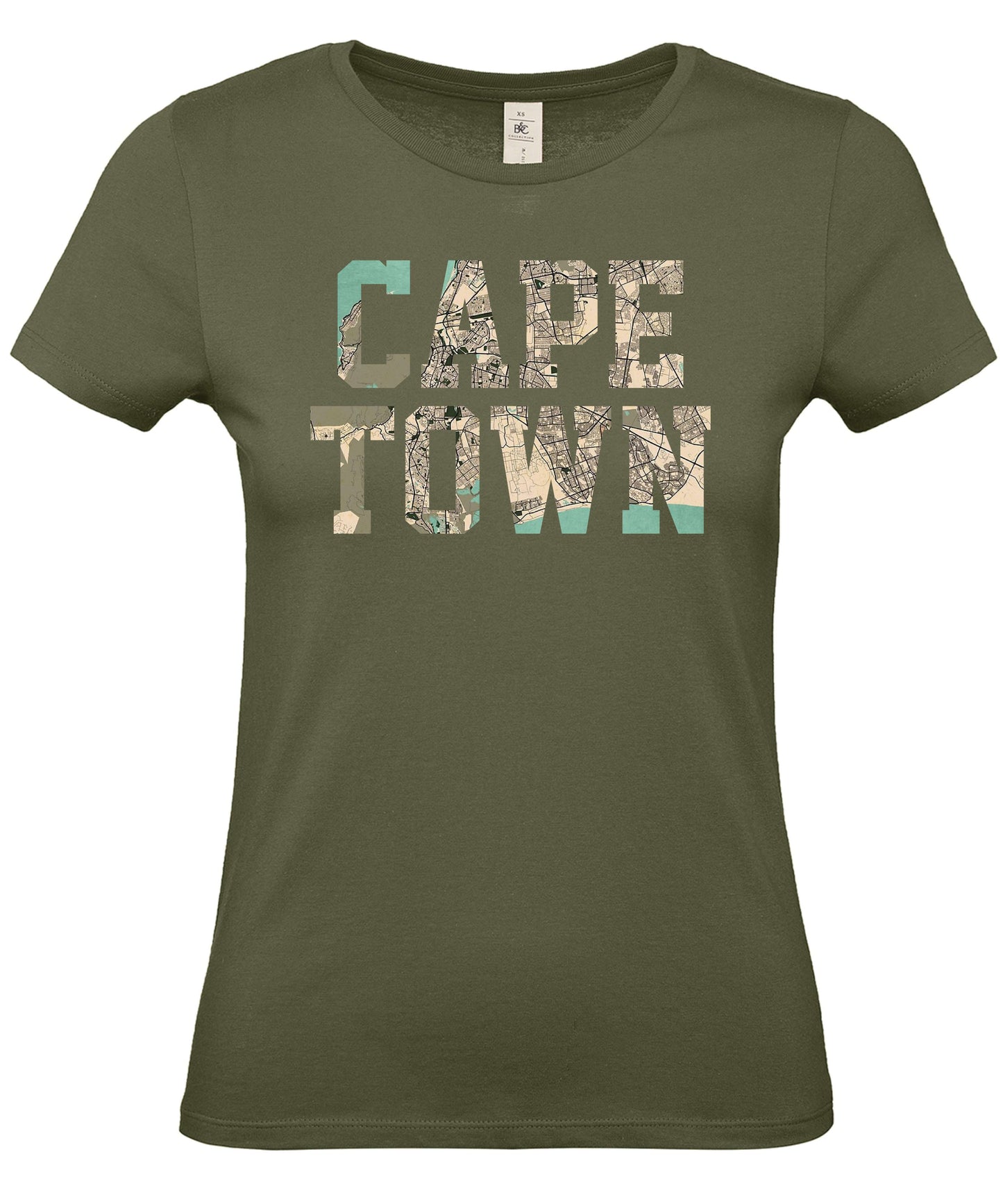 Ladies Fit Cape Town Retro Map T-Shirt