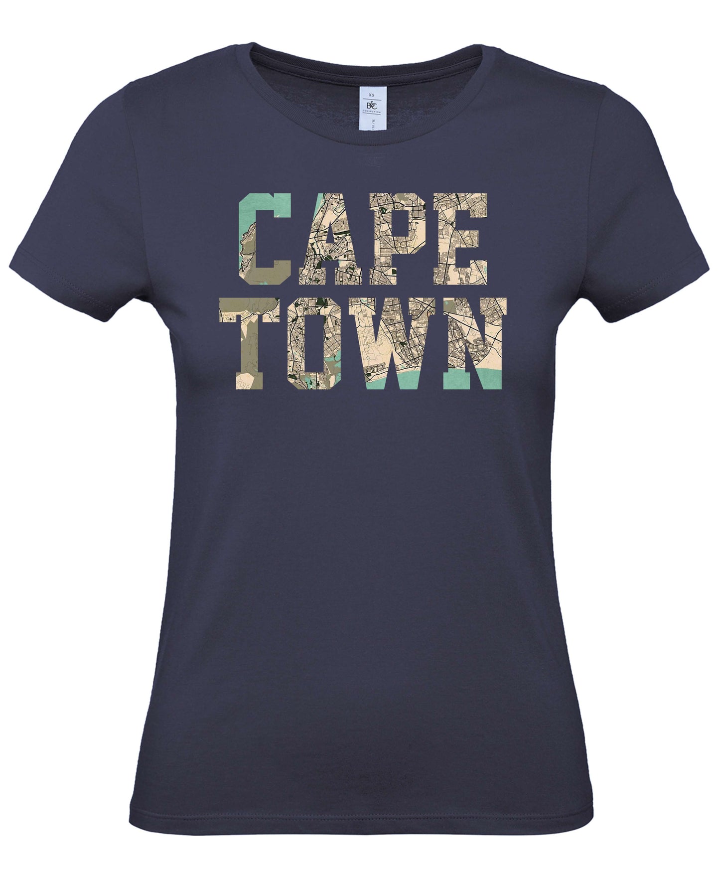 Ladies Fit Cape Town Retro Map T-Shirt