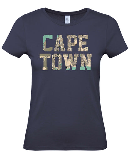 Ladies Fit Cape Town Retro Map T-Shirt