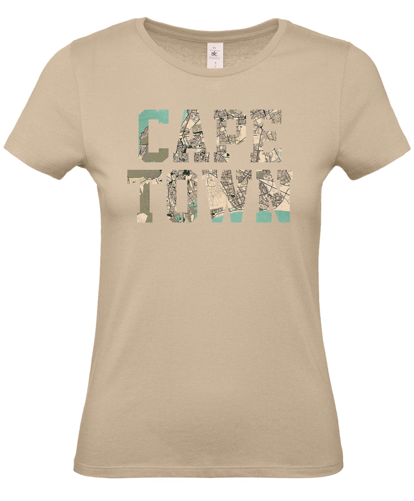 Ladies Fit Cape Town Retro Map T-Shirt