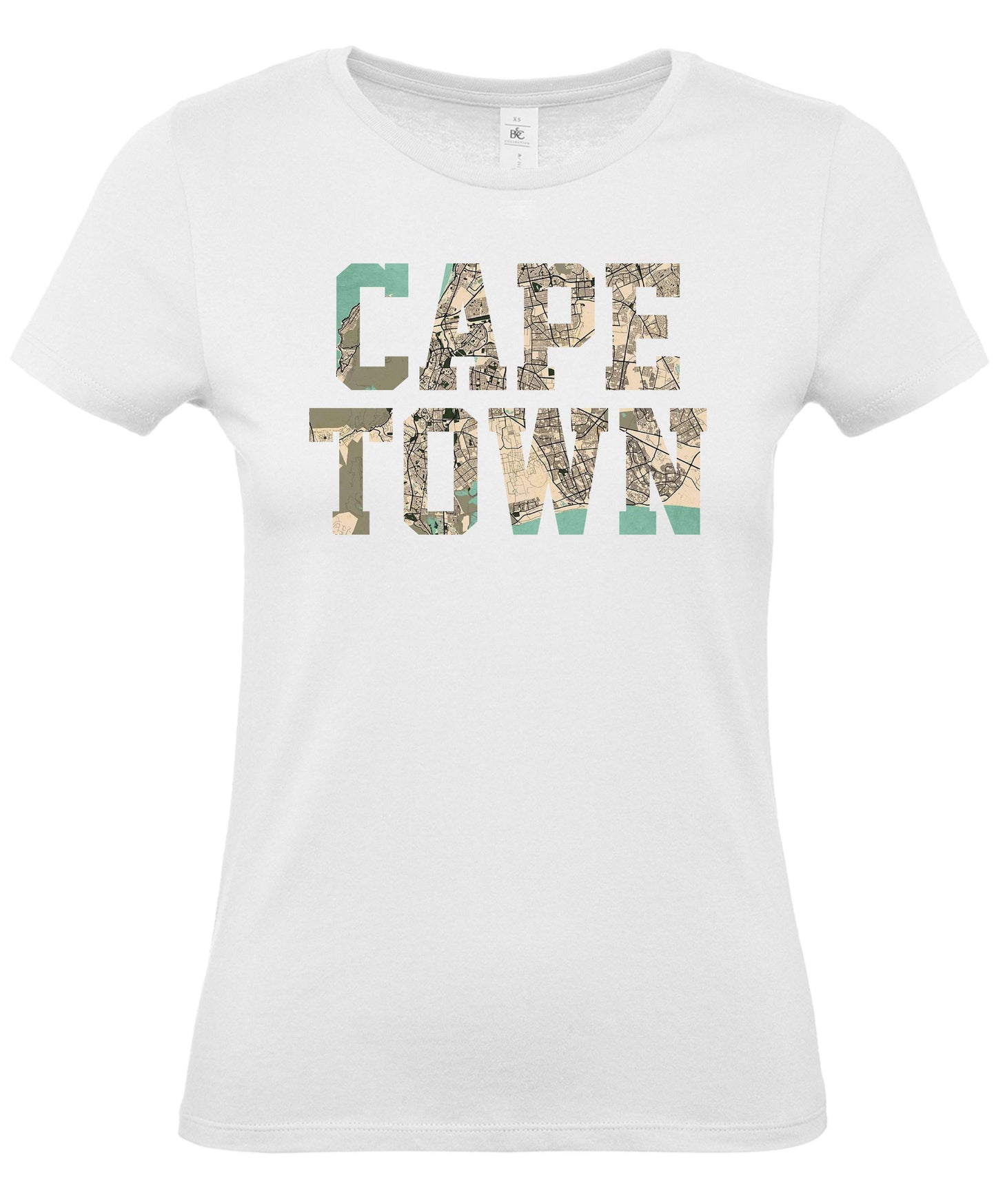 Ladies Fit Cape Town Retro Map T-Shirt