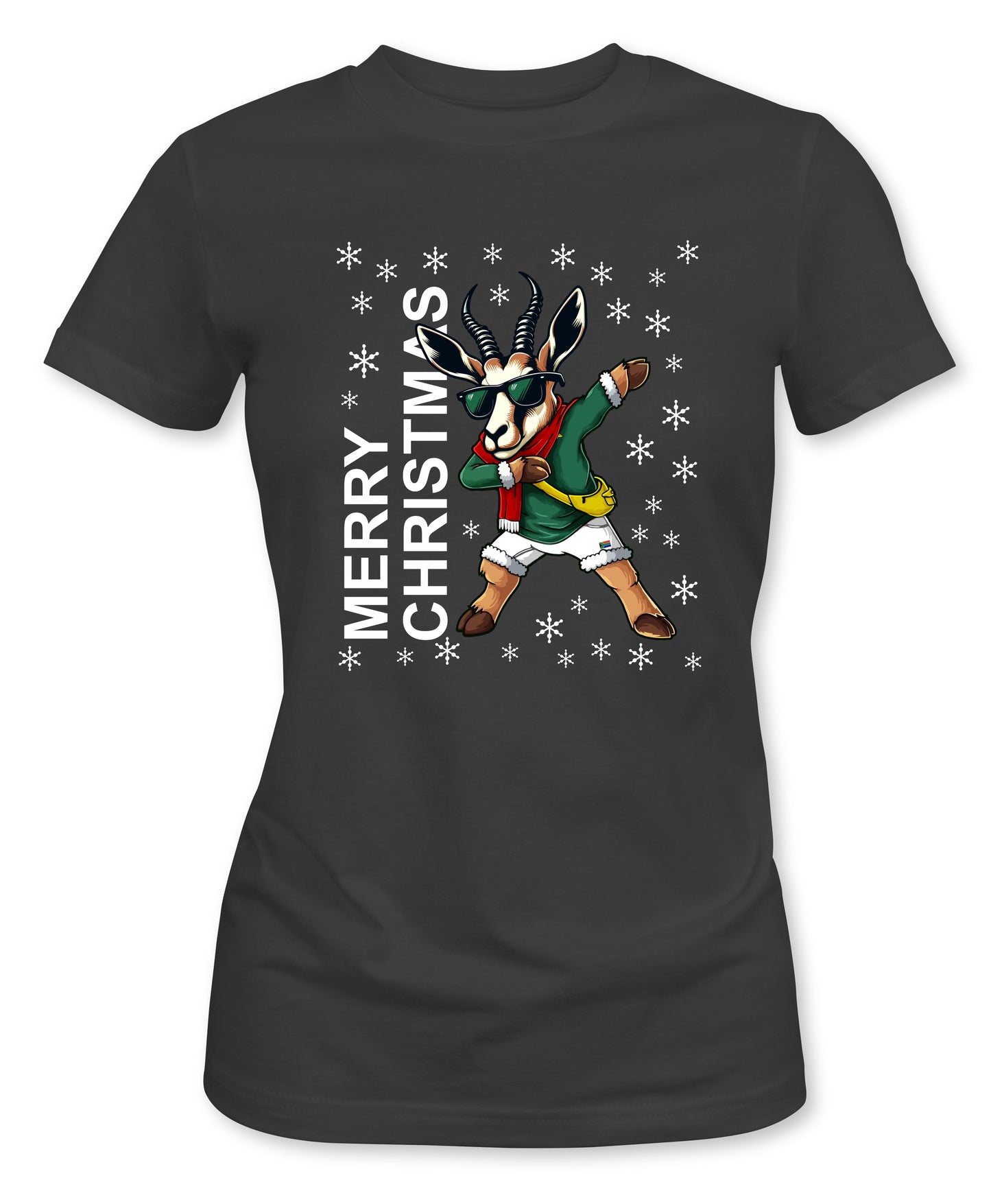 Merry Christmas Cartoon - Ladies Fit South African Rugby Christmas T-Shirt