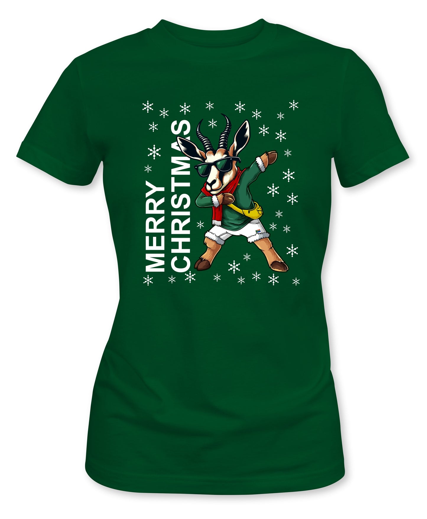 Merry Christmas Cartoon - Ladies Fit South African Rugby Christmas T-Shirt