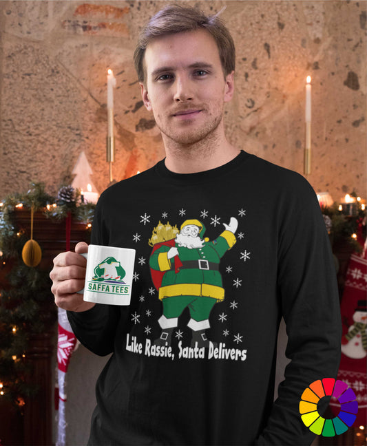 Rassie Delivers Green Kit - South African Rugby Christmas Long Sleeve T-Shirt