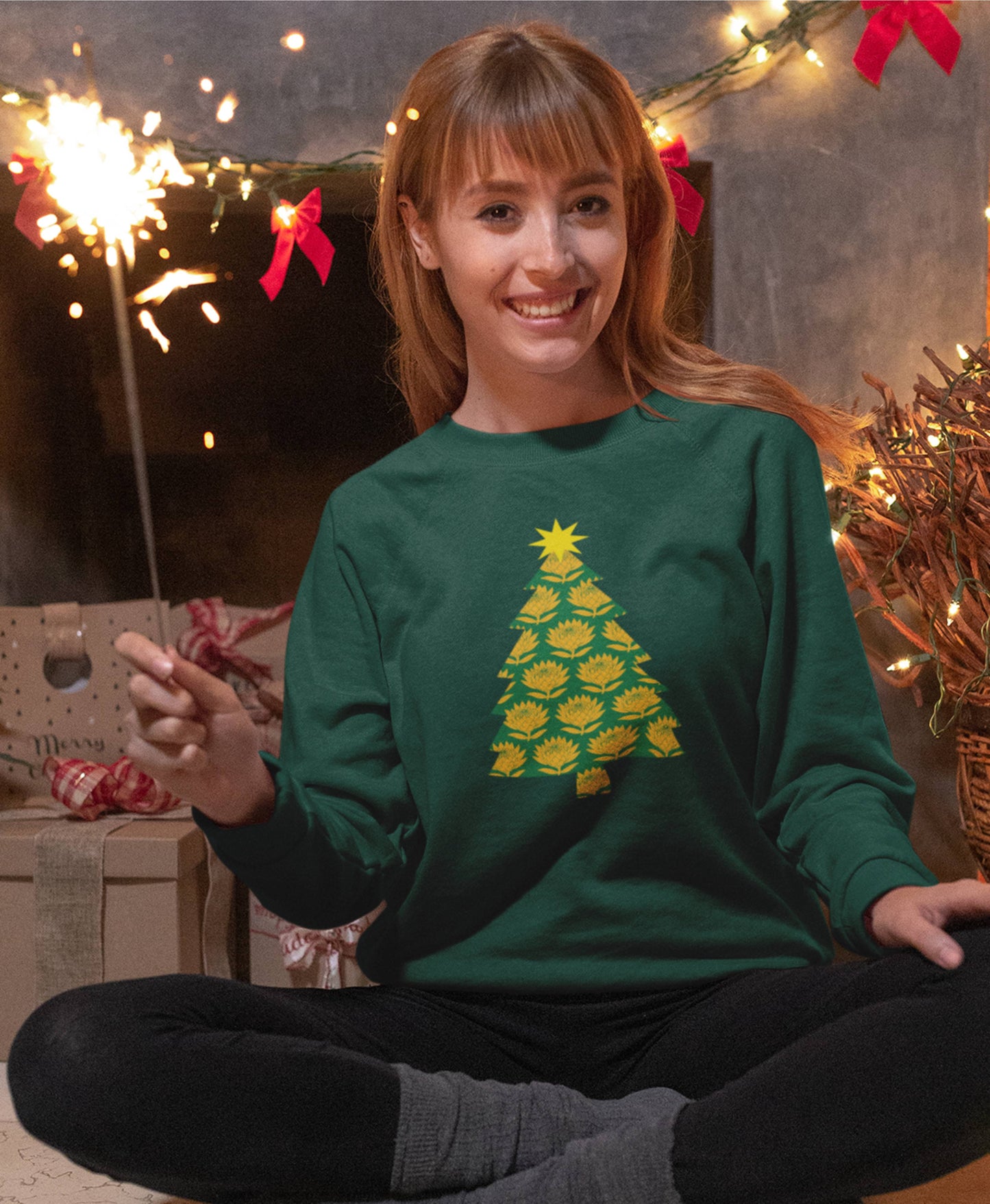 Christmas Tree Gold Protea Sweatshirt