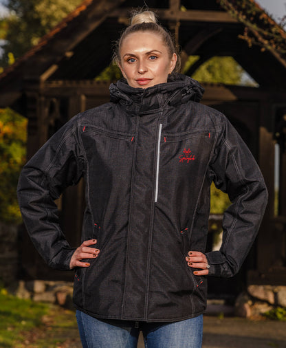 Unisex Padded Denim Textured Waterproof Embroidered Jacket