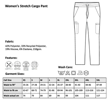 Angel Embroidered Ladies Stretch Cargo Pants [XS to 3XL]