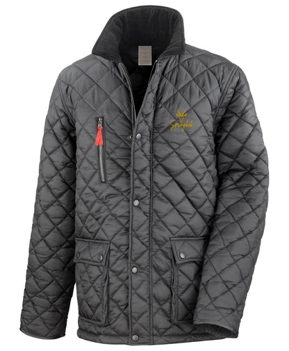 Unisex GOLD Diamond Quilted Fleece Lined Embroidered Rugby Jacket