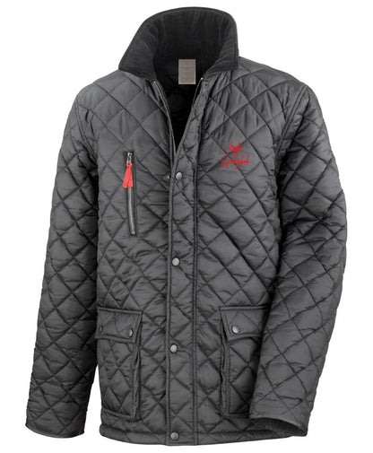 Unisex GOLD Diamond Quilted Fleece Lined Embroidered Rugby Jacket