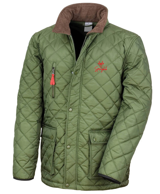 Unisex GOLD Diamond Quilted Fleece Lined Embroidered Rugby Jacket