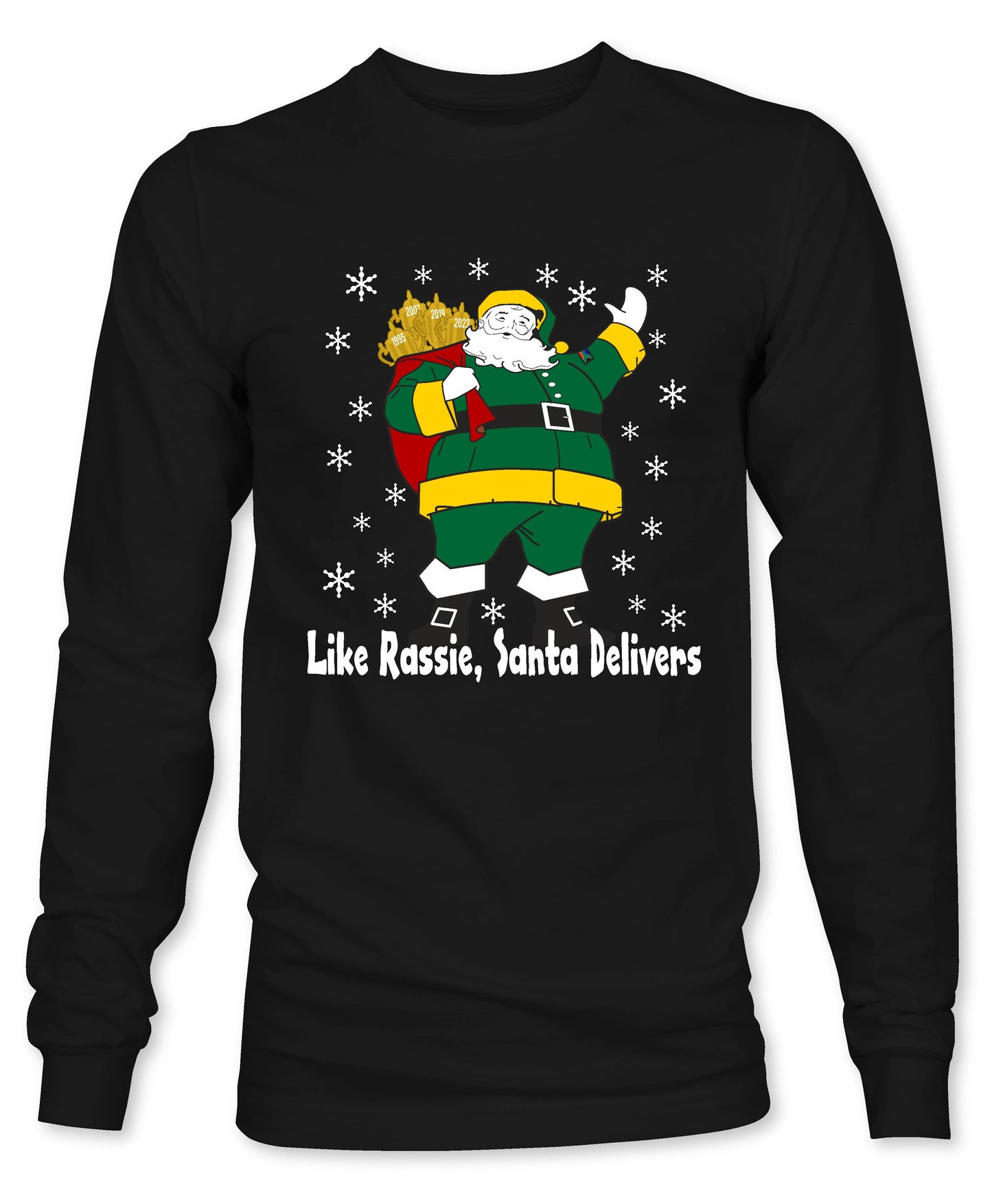 Rassie Delivers Green Kit - South African Rugby Christmas Long Sleeve T-Shirt