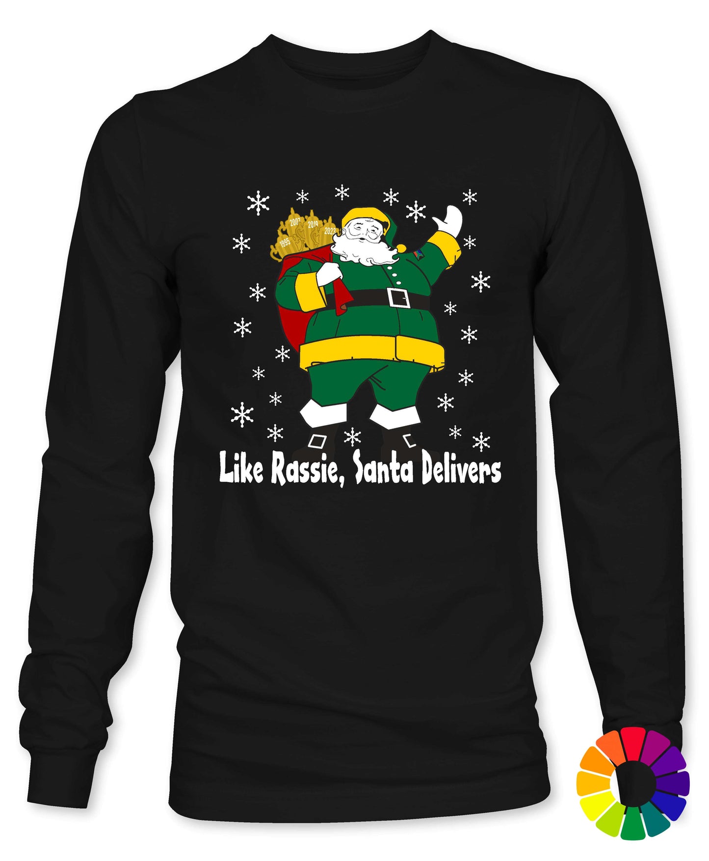 Rassie Delivers Green Kit - South African Rugby Christmas Long Sleeve T-Shirt