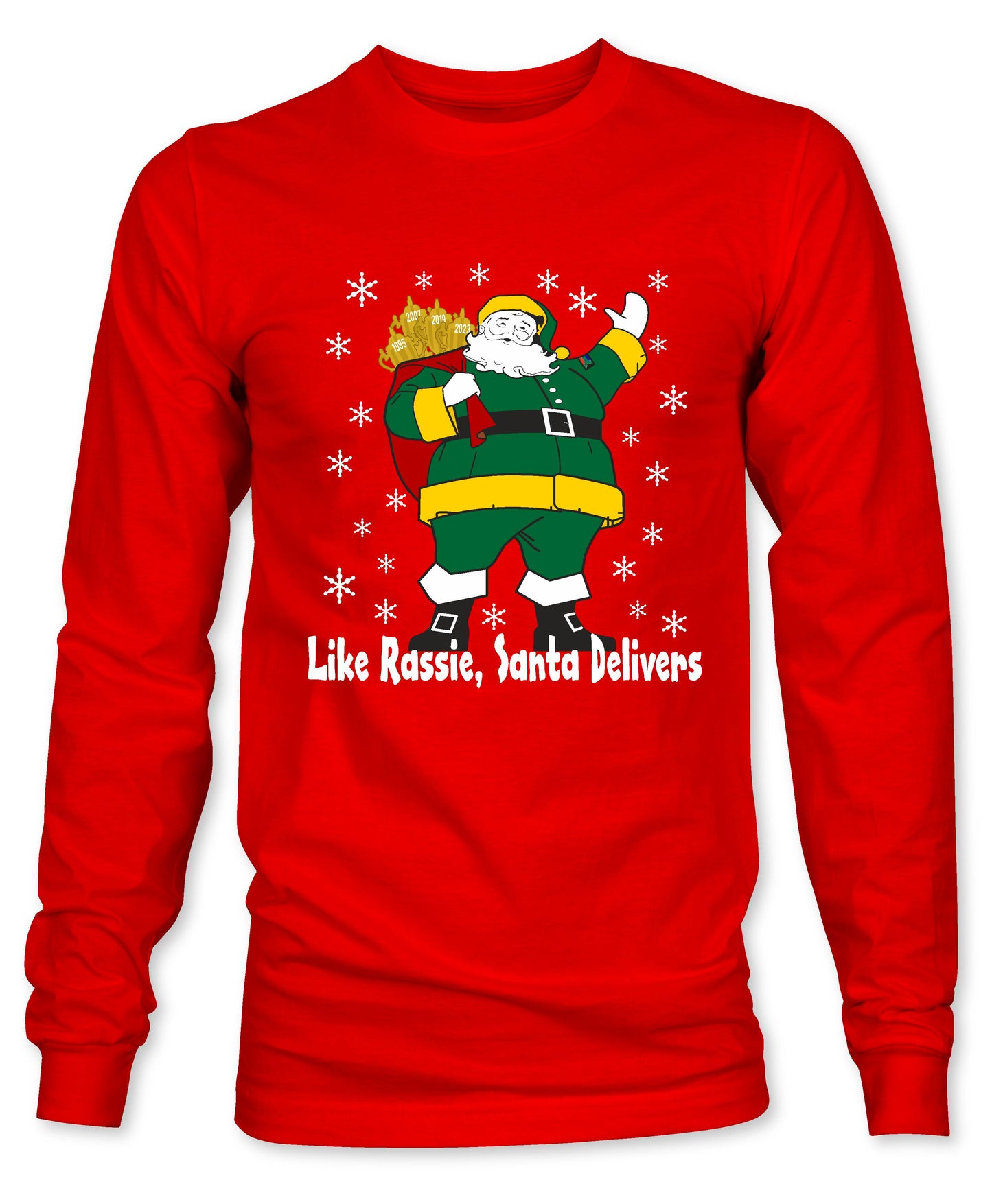 Rassie Delivers Green Kit - South African Rugby Christmas Long Sleeve T-Shirt