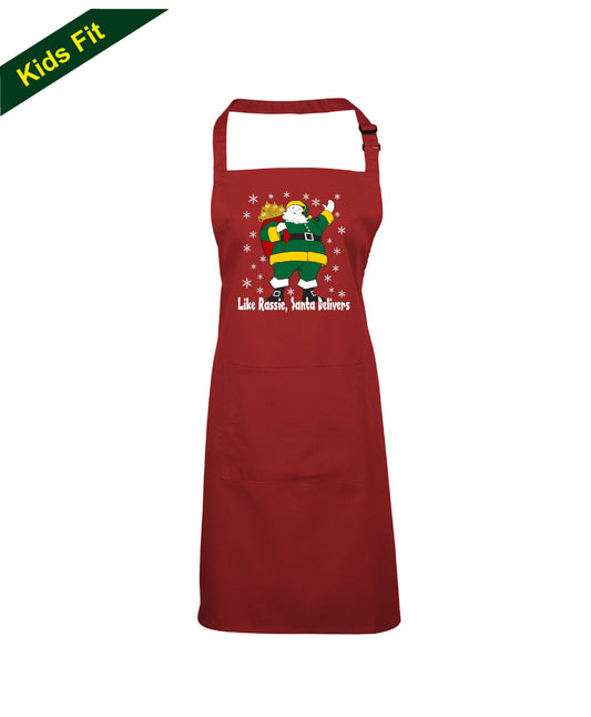 Kids Rassie Delivers Green Kit - Childrens South African Rugby Christmas Apron