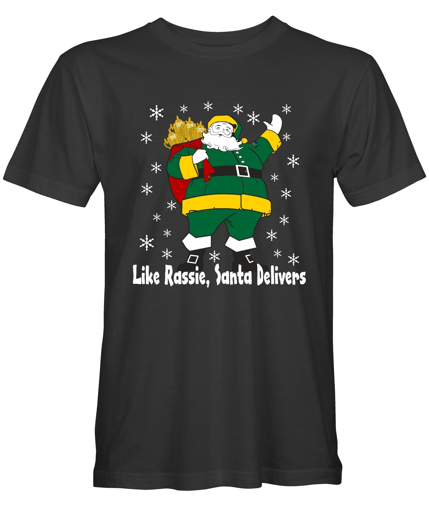 Rassie Delivers Green Kit - South African Rugby Christmas T-Shirt