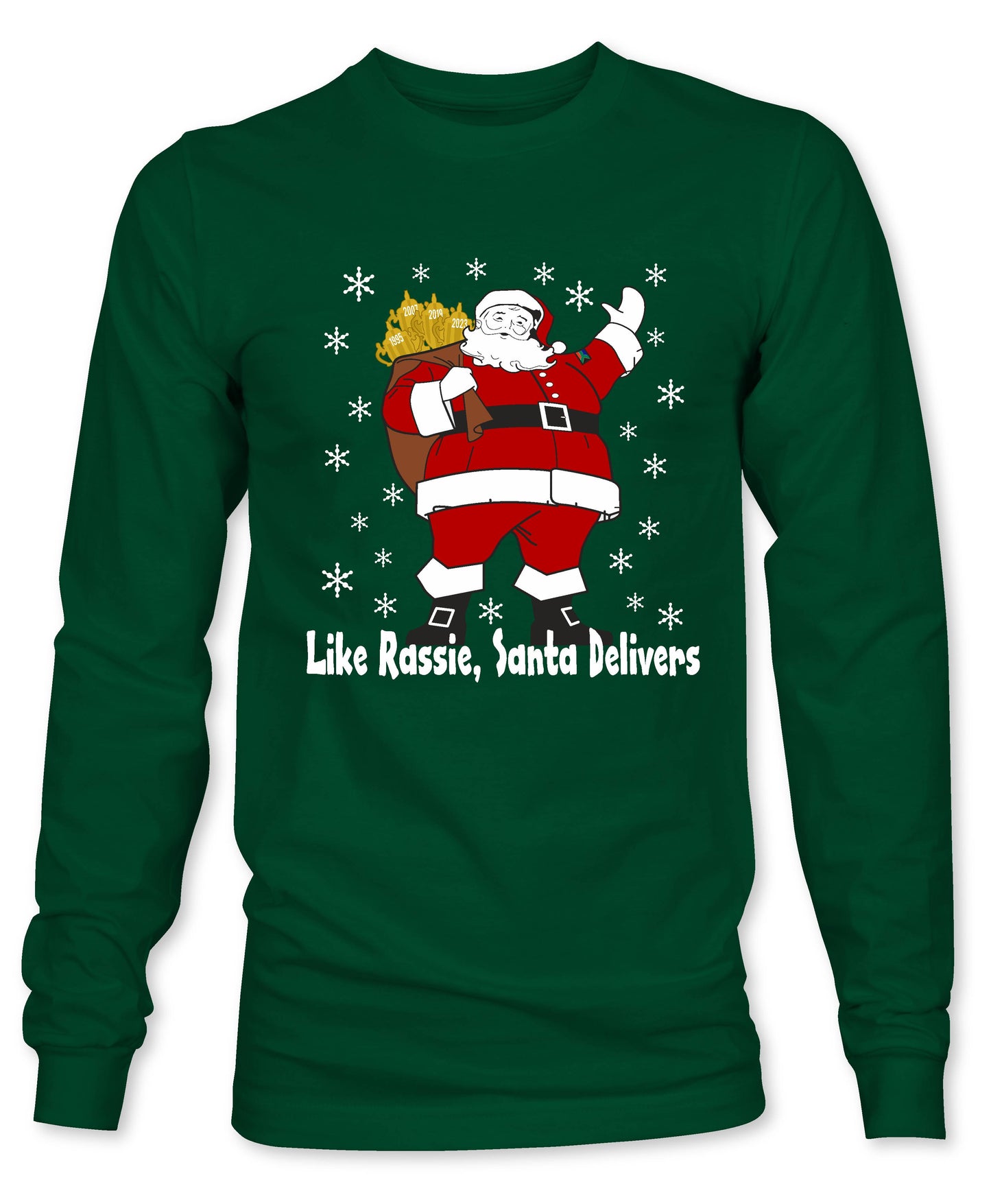 Rassie & Santa Deliver - South African Rugby Christmas Long Sleeve T-Shirt