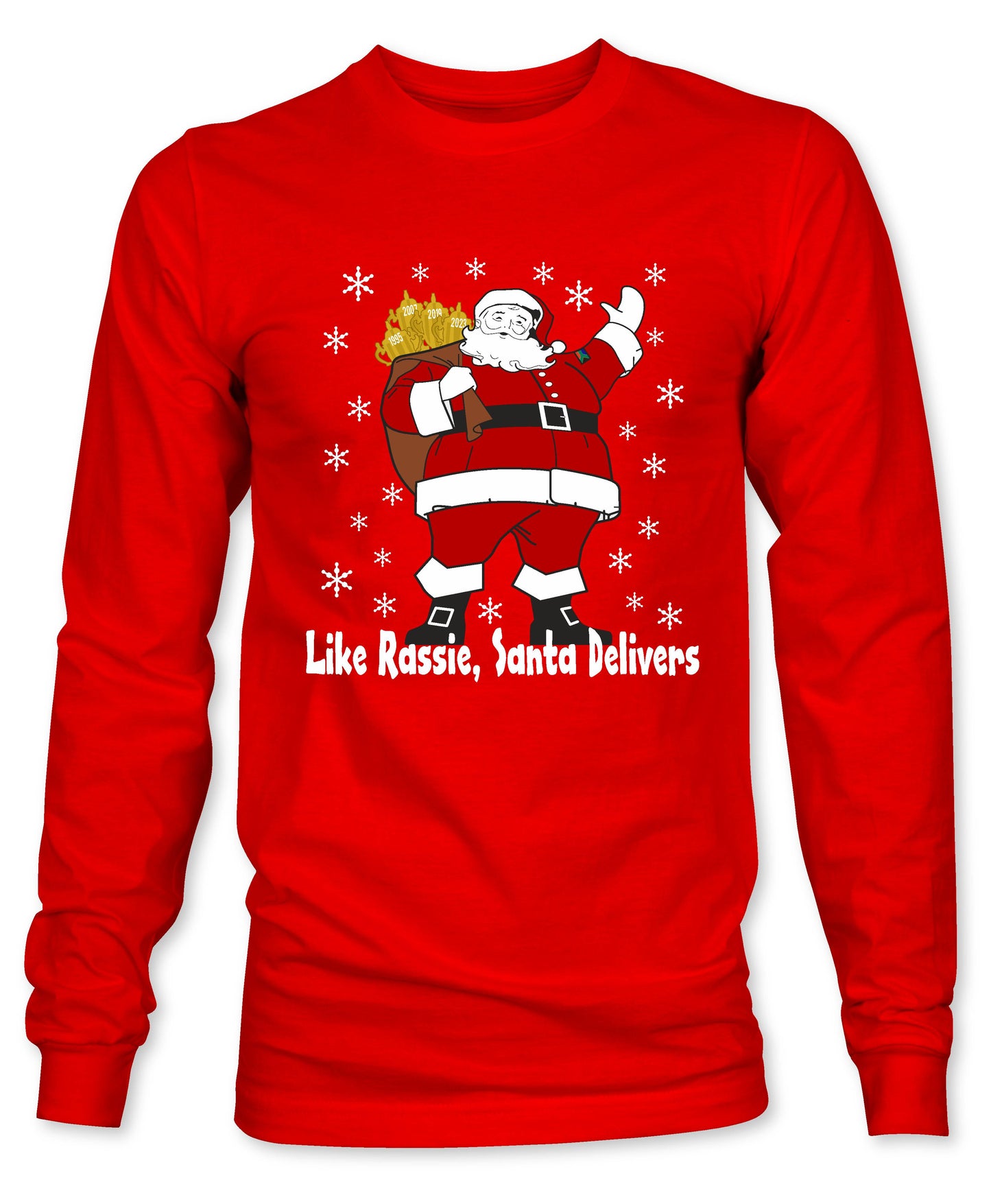 Rassie & Santa Deliver - South African Rugby Christmas Long Sleeve T-Shirt