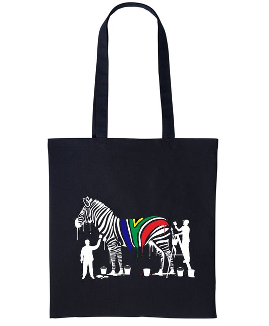 Long Handle Painted Zebra Tote Bag